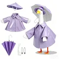 Purple waterproof raincoat outfit set with hat and umbrella for lawn porch goose decorations - Suitable for 23 Inches / Top And Bottom / Five-Piece Set / Shiny Light Purple