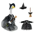 Witch Halloween costume set for garden goose with spider web pattern dress and hat - Suitable for 23 Inches / Top And Bottom / Three-Piece Set / Halloween Witch Style