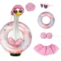 Pink polka dot bikini outfit set for porch goose with hat sunglasses and floaty - Suitable for 23 Inches / Top And Bottom / Five-Piece Set / Light Pink Polka Dot
