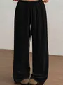 Pantaloni neri casual a gamba larga con coulisse elastica in vita per donne eleganti - S / Bottoms / Nero