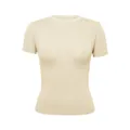 T-shirt a maniche corte elasticizzata slim fit color crema beige per fitness e tempo libero - S / Tops / Champagne