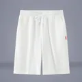 Klassische weiße Baumwollshorts für Herren mit bequemem elastischem Kordelzugbund - M / Bottoms / Weiß