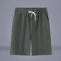 Short décontracté en coton et lin vert armée pour hommes avec cordon de serrage blanc - M / Bottoms / Vert Militaire