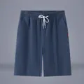 Short de sport décontracté en coton bleu marine pour hommes avec cordon de serrage - M / Bottoms / Bleu clair