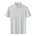Polo à manches courtes extensible décontracté en tissu respirant gris clair - M / Tops / Gris Perle