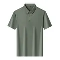 Breathable men's short sleeve polo shirt in army green for a smart business casual style - M / Tops / Dark Grey Green