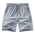 Graue Eisseiden-Sportshorts für Herren mit reflektierenden Streifen und Reißverschlusstaschen - XS / Bottoms / Hellgrau