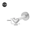 Silberner Herz-Labret-Stecker aus F136 Titan mit flacher Rückseite für Piercings - Herz Stil (Stil 1) / 1.2x6mm (Innengewinde M0.9) / Silber