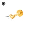 Goldener F136 Titan Labret-Stecker mit Herzform und Innengewinde - Stil 1 Gold / 12 X 6 Mm M09 Zähne