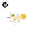 F136 Titan Gold Hund Ohrstecker mit flacher Rückseite, Abmessungen 4.2mm x 4.6mm - Stil 2 Gold / 12 X 6 Mm M09 Zähne