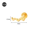 Premium gold F136 titanium triple heart labret stud with 9mm width and 2.7mm height detail - Style 5 Gold / 1.2x6mm M0.9 Teeth