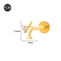F136 Titanium gold-plated Y-shaped labret stud with sparkling crystal stones, 5.5x4mm - Style 6 Gold / 1.2x6mm M0.9 Teeth