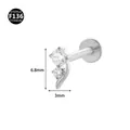 F136 titanium labret piercing with double clear cubic zirconia gems, 6.8mm x 3mm - Style 8 Silver / 1.2x6mm M0.9 Teeth