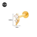 Premium gold F136 titanium labret stud with double clear gems and internal threading - Style 8 Gold / 1.2x6mm M0.9 Teeth