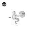 Hypoallergenic F136 Titanium snake flat back labret stud featuring a teardrop gem - Snake (Style 9) / 1.2x6mm (Internal Thread M0.9) / Silver