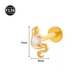 Gold F136 titanium snake labret stud featuring teardrop zircon with 7x4mm dimensions - Style 9 Gold / 1.2x6mm M0.9 Teeth