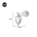 F136 medical grade titanium labret stud with teardrop crystal leaf design, silver finish, 7mm - Style 11 Silver / 1.2x6mm M0.9 Teeth