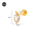 Premium F136 titanium flat back labret stud featuring gold pear-shaped zirconia stones - Style 11 Gold / 1.2x6mm M0.9 Teeth