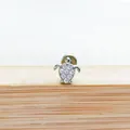 F136 titanium turtle shaped labret stud featuring clear cubic zirconia stones - Turtle (Style 12) / 1.2x6mm (Internal Thread M0.9) / Silver