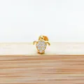 Golden F136 titanium turtle labret stud earring with crystal stone inlay detail for ear cartilage - Style 12 Gold / 1.2x6mm M0.9 Teeth