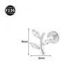 F136 titanium leaf-shaped labret stud with marquise zirconia stones, size 8mm by 6mm - Style 13 Silver / 1.2x6mm M0.9 Teeth