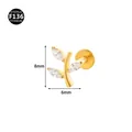 F136 titanium gold leaf flat back stud with marquise zirconia 8x6mm - Style 13 Gold / 1.2x6mm M0.9 Teeth