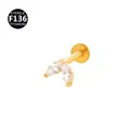 Gold F136 titanium labret stud with marquise cubic zirconia leaf design - Style 14 Gold / 1.2x6mm M0.9 Teeth