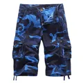 Pantalones cortos tipo cargo para hombre con ajuste relajado y estampado camuflaje azul - 38 / Camuflaje Azul Cielo