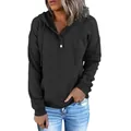 Sudadera con capucha para mujer en color negro con botones y estilo holgado - S / Tops / Negro