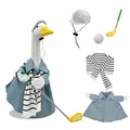 Golf costume set for porch goose garden decor with blue shirt scarf hat and club - Top And Bottom / Five-Piece Set / Denim Blue