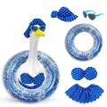Blue white polka dot bikini outfit clothing set for garden porch goose decorative ornament - Top And Bottom / Five-Piece Set / Blue Polka Dot