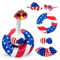 American flag theme garden goose accessory set including hat, sunglasses and ring - Top And Bottom / Five-Piece Set / Stars Stripes