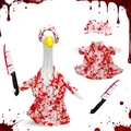 Spooky Halloween bloody nurse costume set for decorative porch goose garden statues - Top And Bottom / Set / Bloody Doctor