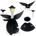 Gothic black Halloween costume set for porch goose including wings and ruffled skirt - Top And Bottom / Four-Piece Set / Black Wing Witch