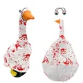 White Halloween horror bloody porch goose costume outfit with scary eye accessory - Top And Bottom / Set / Eyeball Splatter