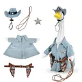Cowboy outfit set for decorative porch goose lawn ornament with hat and sheriff badge - Top And Bottom / 7-Piece Set / Blue Western Cowboy