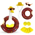 Garden porch goose outfit with donut float and yellow polka dot bikini set - Top And Bottom / Five-Piece Set / Chocolate Donut Bikini