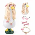 Blonde wig with pink sunglasses and pearl necklace accessory set for garden porch goose - Blonde Princess Style / Four-Piece Set