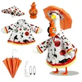 Halloween porch goose outfit set with pumpkin raincoat and accessories - Lantern Crow Pumpkin Style / 6-Piece Set