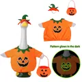 Halloween pumpkin costume set for porch goose garden decor with glow-in-the-dark pattern - Glow-in-the-dark Smiling Face Pumpkin Style / Three-Piece Set