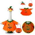 Luminous pumpkin costume set for lawn goose, includes cape, hat and basket - Glow-in-the-dark Winking Pumpkin Style / Three-Piece Set