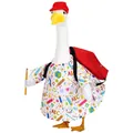 Back-to-school themed outfit for porch goose including dress, hat, and backpack - Pencil Back to School White Outfit Style