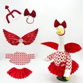Valentine's Cupid costume set for garden goose with red wings, heart shirt and tutu skirt - Cupid Love God Style / Five-Piece Set