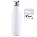 Matte weiße vakuumisolierte Edelstahl-Wasserflasche 500ml für Outdoor-Sportarten - 500ml / Glänzend Weiß