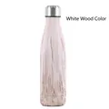 Isolierte doppelwandige Edelstahl-Trinkflasche mit einem Finish in weißer Holzmaserung - 500ml / Weißes Holzfarben