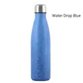 Premium doppelwandige isolierte Cola-Flasche aus Edelstahl in Wassertropfen-Blau-Finish - 500ml / Blauer Wassertropfen