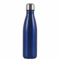 Hochwertige isolierte blaue Edelstahl-Wasserflasche in klassischer Cola-Flaschenform - 500ml / Transparentes Blau