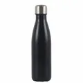 Mattschwarze isolierte Edelstahl-Sportflasche mit silbernem Verschluss - 500ml / Glänzendes Schwarz