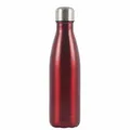 Rote metallische Edelstahl-Trinkflasche in Cola-Form, vakuumisoliert für Sport - 500ml / Transparentes Rot