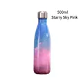 500ml vakuumisolierte Edelstahl-Wasserflasche mit rosa Sternenhimmel-Muster Design - 500ml / Sternenrosa